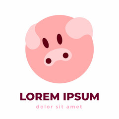Cute Pink Pig Logo Icon