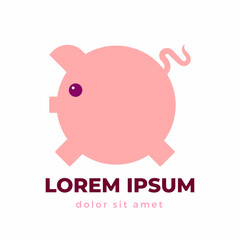 Cute Pink Pig Logo Icon