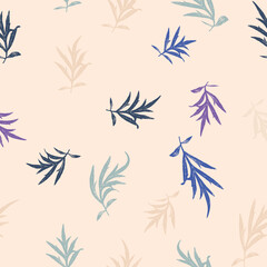 Beautiful seamless vector pattern with plant leaves. Abstract print with leaves 