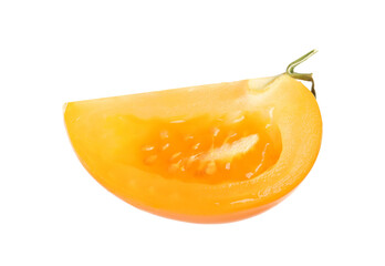 Fototapeta na wymiar Piece of ripe yellow tomato isolated on white