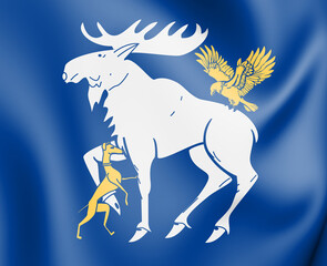 3D Flag of Jamtland county, Sweden. 3D Illustration.