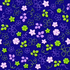 Fototapeta na wymiar Seamless spring pattern and frames with tropical leaves, flowers and plants. Vector illustration.