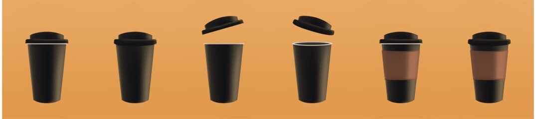 The Glass Set has two styles with six views. Collection of 3d Mockups. vector template