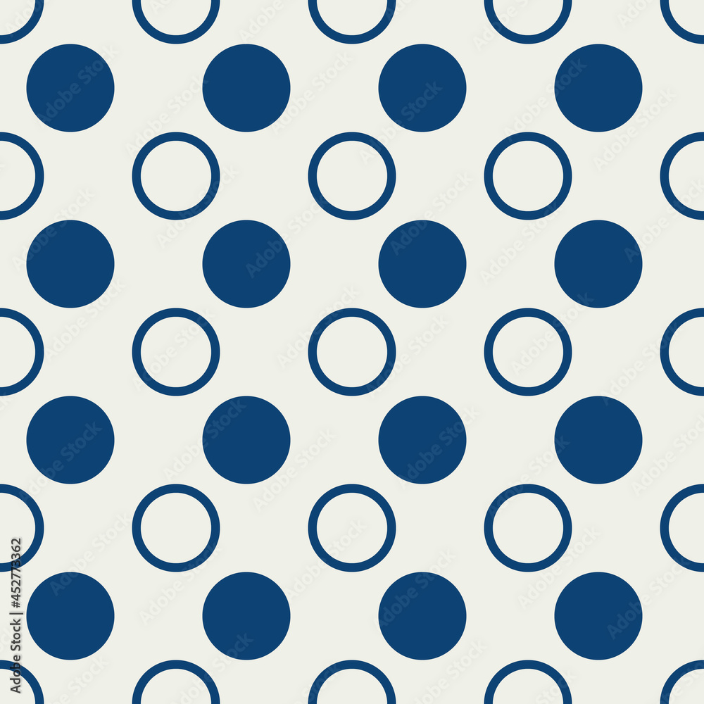 Poster Blue and empty circles. Vector seamless polka dots.