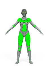 gynoid girl in white background