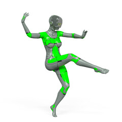 gynoid girl is doing a belly dance