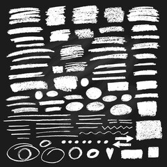Set of strokes of chalk on chalkboard. Hand drawn strokes of pencil or pastel. Vector illustration. - 452773795