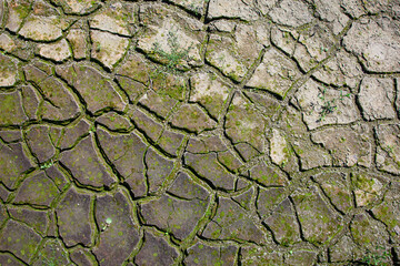 Abstract textures of dried out ground due to drought crisis