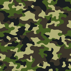 Fototapeta premium Camouflage texture seamless pattern. Abstract modern military camo background for fabric and fashion textile print. Vector illustration.