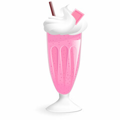 strawberry cocktail with cream and a straw