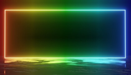 3d render of RGB neon light on darkness background. Abstract Laser lines show at night. Ultraviolet spectrum beam scene