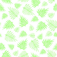 Seamless spring pattern and frames with tropical leaves, flowers and plants. Vector illustration.