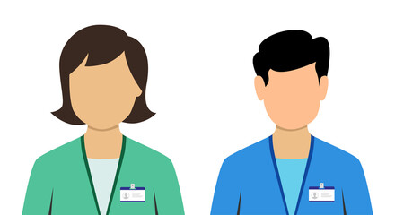 male nurse and female nurse illustration, a simple flat design