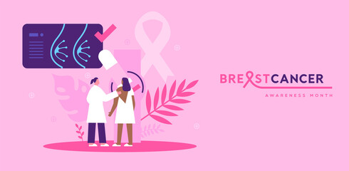 Breast Cancer awareness mammogram patient - obrazy, fototapety, plakaty