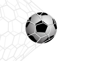 Realistic football in net isolated on white background, vector illustration