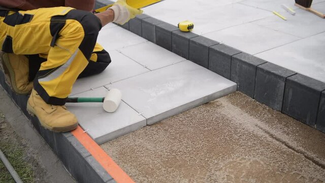 Installing Paving Bricks Patio Floor