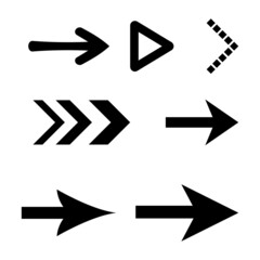 Icon Set of Flat Arrows. Isolated Black Arrow Icon Collection for Back and Next User Interface Icons. Different Concept for Previous or Forward Minimal Web Buttons