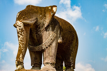 Fototapeta na wymiar Stone sculpture of an Elephant, Angkor Temples, East Mebon