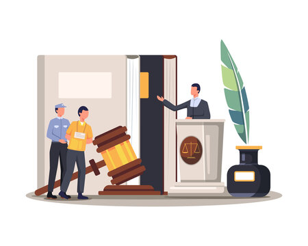 Court Trial Vector Illustration