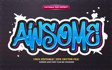 awsome graffiti art style logo editable text effect 3d © agungkreatif