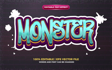 monster graffiti art style logo editable text effect 3d © agungkreatif