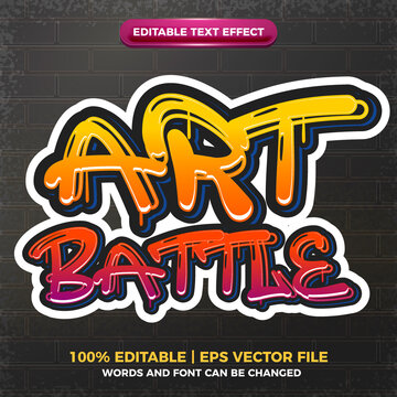 art battle  Graffiti art style logo editable text effect 3d