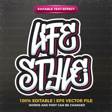 life style Graffiti art style logo editable text effect 3d