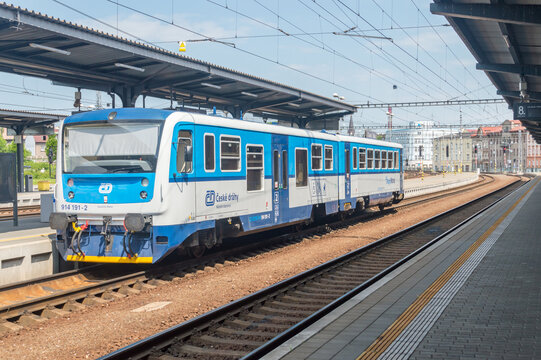Cesky Tesin, Czech Republic - June 5, 2021: Train of Ceske drahy at Cesky Tesin (Czeski Cieszyn) railway station.