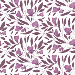 Seamless pattern of watercolor flowers. Hand-drawn illustration