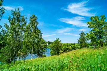 Beautiful summer landscape with blue sky