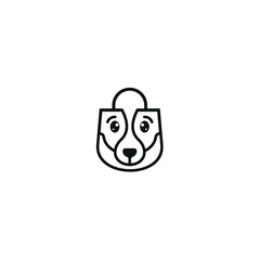 dog security logo design monoline style template