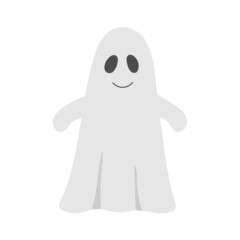Cute smiling ghost. Template for halloween decorative design.
