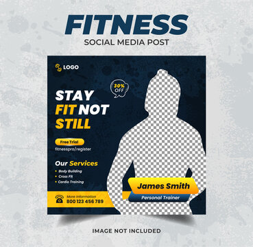 Fitness training instagram post or social media web banner template Premium Vector