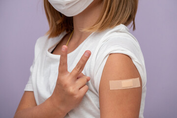 Children receiving vaccine at out side of the thigh.Children vaccine. Covid