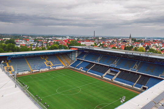Bielefeld, Germany - June 2021: Sch&uuml;co Arena,  Arminia Bielefeld home venue before the start of Bundesliga season