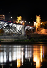 Warsaw Vistula river by night, city center