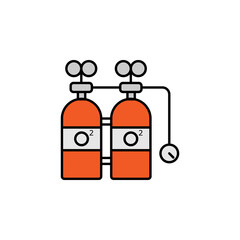 oxygen tank, diving, sea, beach line colored icon. Signs, symbols can be used for web, logo, mobile app, UI, UX