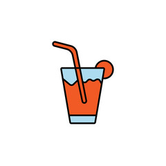 summer, beach, lemonade, cocktail line colored icon. Signs, symbols can be used for web, logo, mobile app, UI, UX