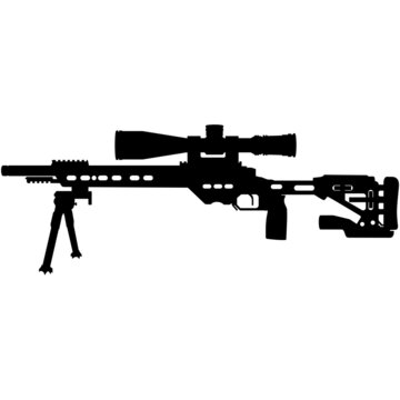 recommend clip art: Precision rifle, military sniper rifle Gun .22lr V22 Rifle featuring an 18 MTU profile long barrel rifle. Detailed realistic silhouette
