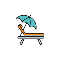 vacations, umbrella, sun, beach, summer line colored icon. Signs, symbols can be used for web, logo, mobile app, UI, UX