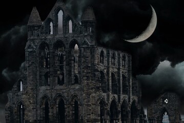 Whitby abbey at night 