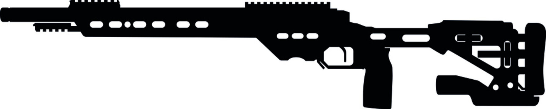 Precision rifle, military sniper rifle .22lr V22 Rifle featuring an 18 MTU profile long barrel rifle. Detailed realistic silhouette