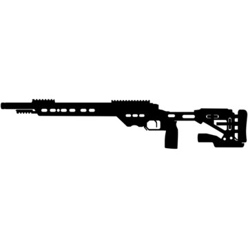 recommend clip art: Precision rifle, military sniper rifle Gun .22lr V22 Rifle featuring an 18 MTU profile long barrel rifle. Detailed realistic silhouette