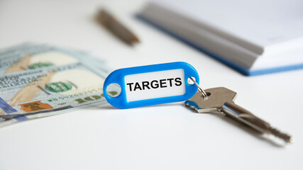 the word targets is written on the blue key fob