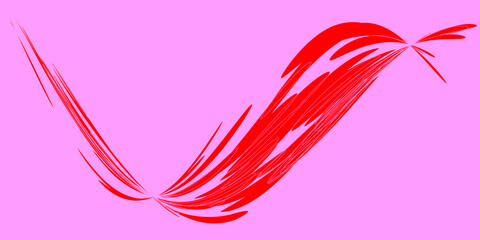 Creative colorful minimalist contemporary art illustration, wall decoration, postcards, album, brochure cover design. Playful composition of abstract shapes and curves. Pink and red colored print.