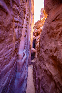 Narrow slot canyon sandstone formation