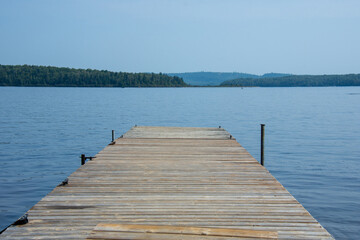Dock on a wild lake in Quebec, Canada
