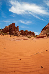 Fototapeta na wymiar Vertical red rock desert landscape