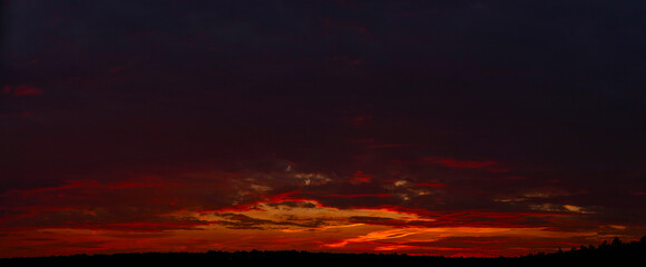panorama of the sky taken after sunset