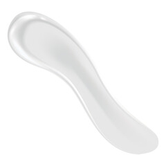 Cream smear of cosmetic white cream for skin isolated on background. Skincare or moisturizer advertising. Creamy smooth, smear cosmetic product. Lotion swatch for face care